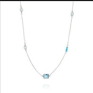 Swarovski authentic Crystals aqua marine color White Rhodium Plated